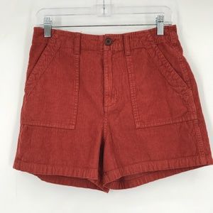Marine Layer High Rise Corduroy Shorts Rust Orange Size 8